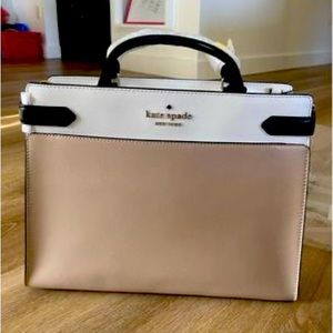 Kate Spade Large Satchel Warm Beige, Black, White